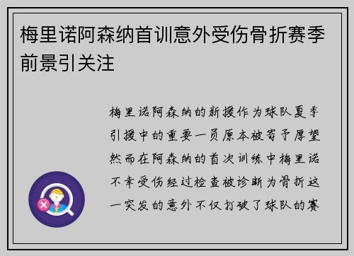 梅里诺阿森纳首训意外受伤骨折赛季前景引关注
